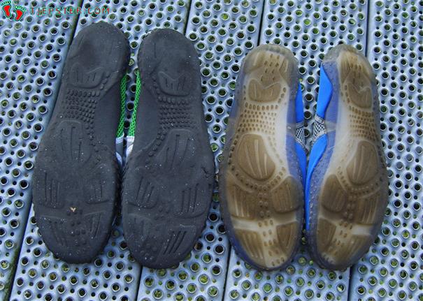 Tread on aqua shoes for barefoot running