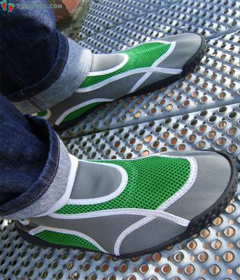 Water shoes on feet